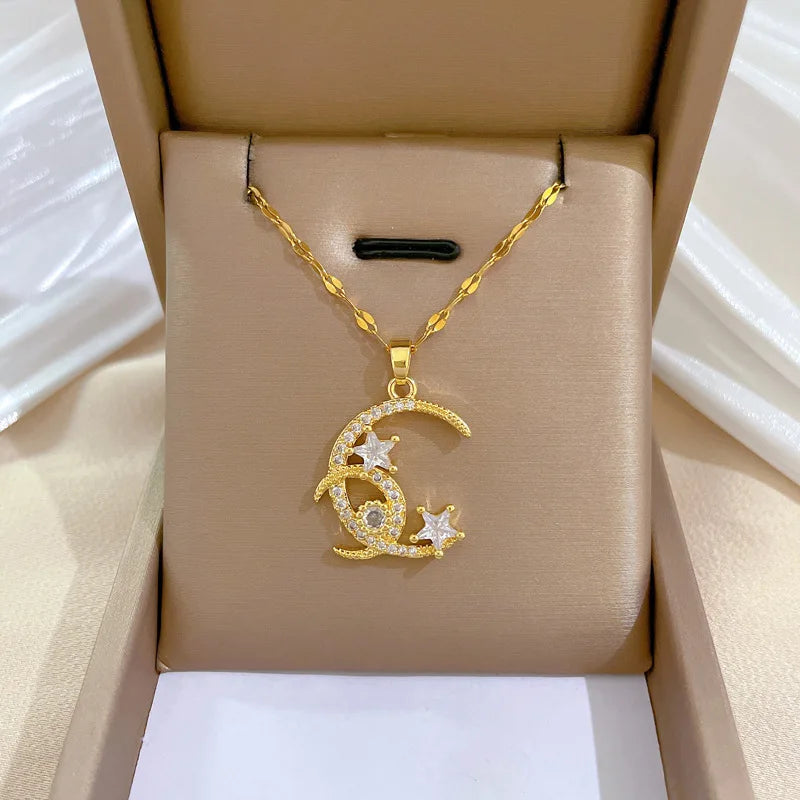 Celestial Guardian Stainless Steel Pendant Necklace