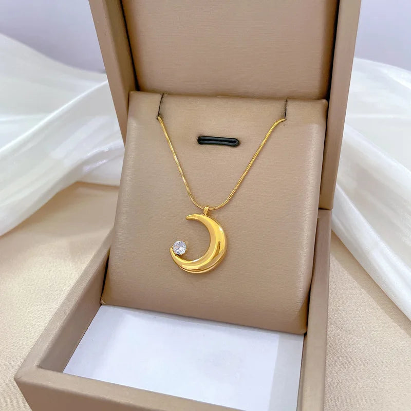 Celestial Guardian Stainless Steel Pendant Necklace