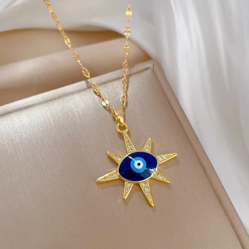 Celestial Guardian Stainless Steel Pendant Necklace