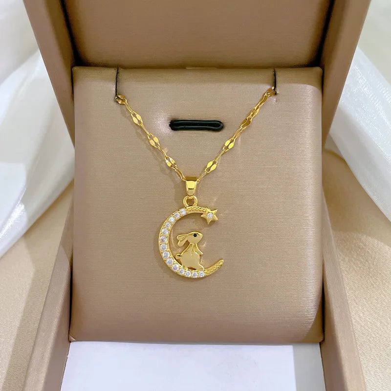 Celestial Guardian Stainless Steel Pendant Necklace