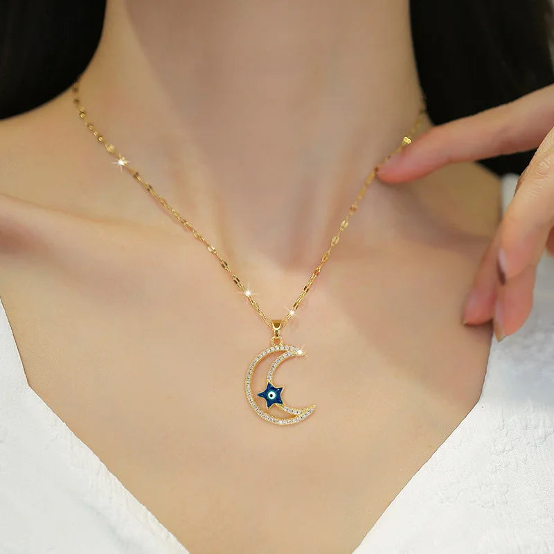 Celestial Guardian Stainless Steel Pendant Necklace