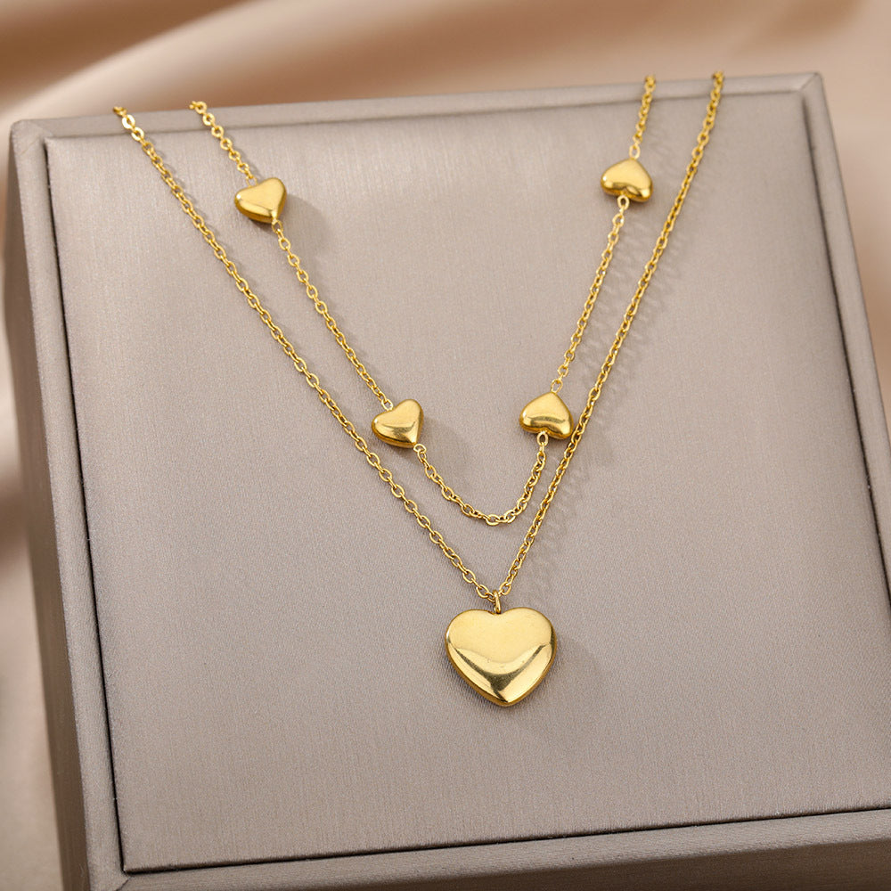 Gold Inlay Heart-Shaped Copper Necklace