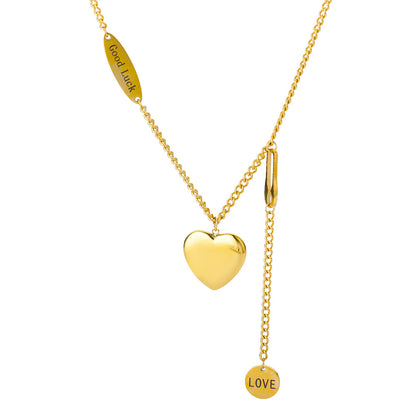 Gold Inlay Heart-Shaped Copper Necklace