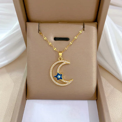 Celestial Guardian Stainless Steel Pendant Necklace