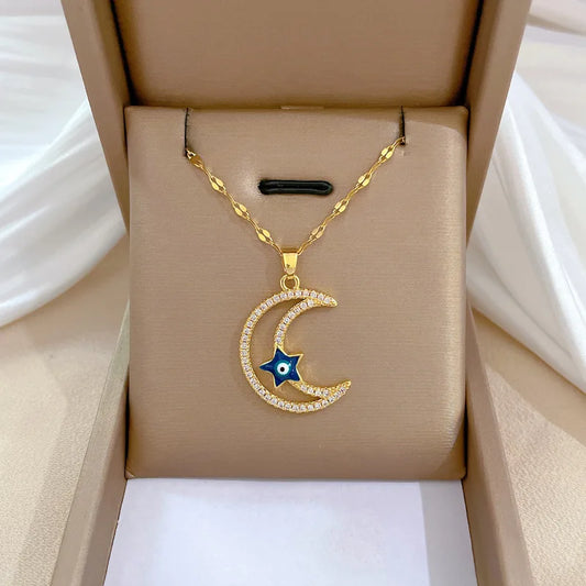 Celestial Guardian Stainless Steel Pendant Necklace