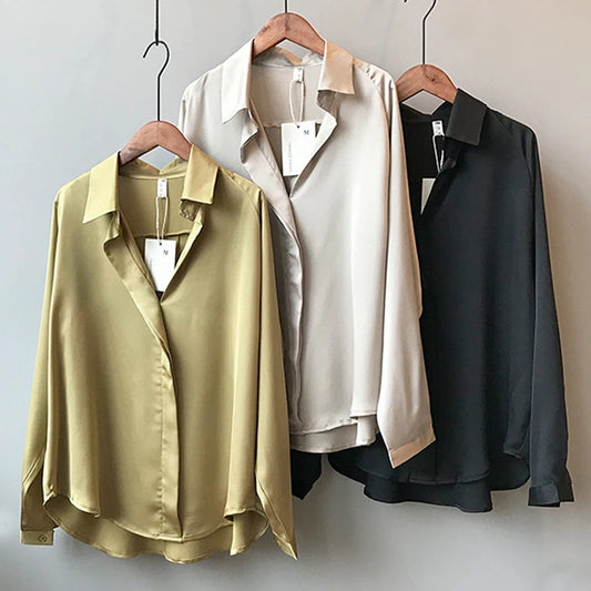 Chic V-Neck Silk Blouse