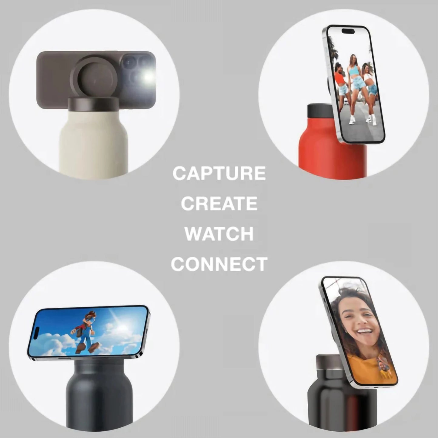 HydraConnect Insulated Water Bottle with Magnetic Phone Mount