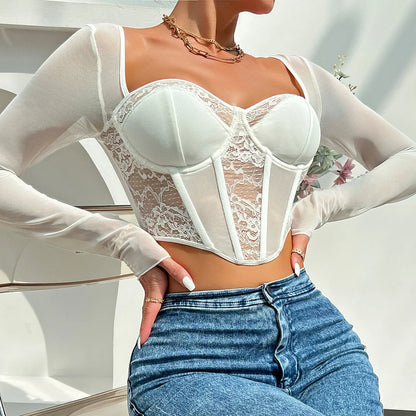 Amelia Elegant Lace V-Neck Blouse