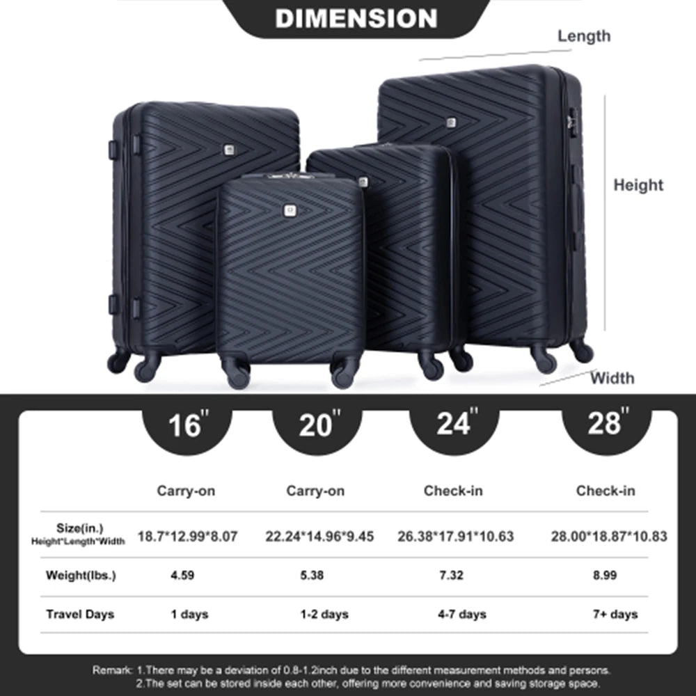 GlideMax 4-Piece Travel Luggage Set