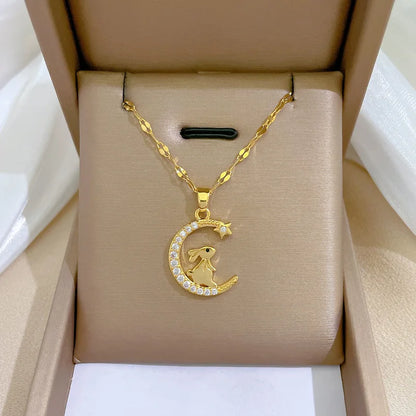 Celestial Guardian Stainless Steel Pendant Necklace