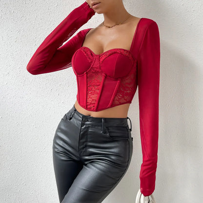 Amelia Elegant Lace V-Neck Blouse