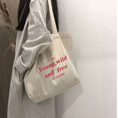 Canvas Letter Fashion Shoulder Bag