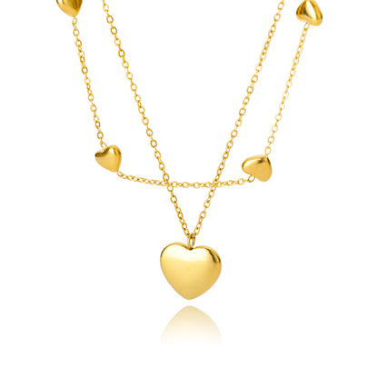 Gold Inlay Heart-Shaped Copper Necklace