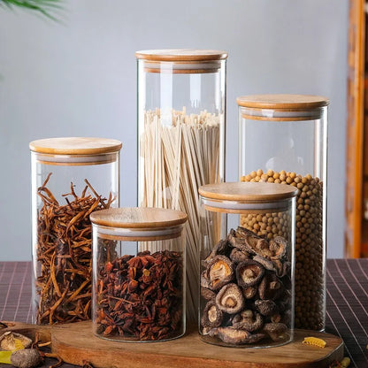 Bamboo Borosilicate Glass Food Storage Containers