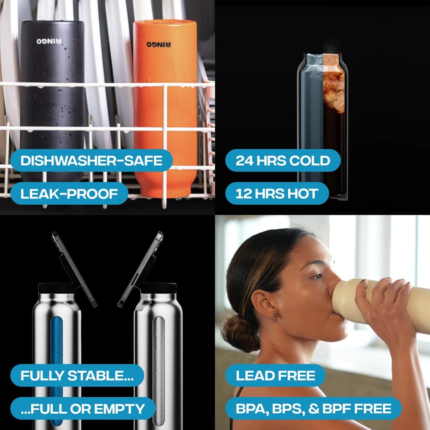 HydraConnect Insulated Water Bottle with Magnetic Phone Mount